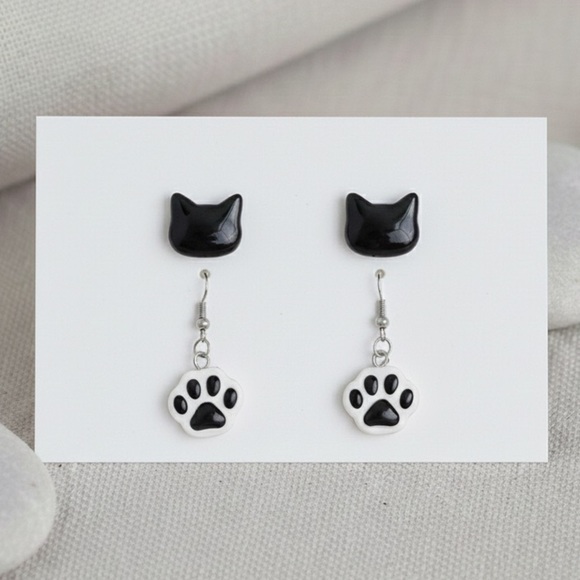 NASHY Jewelry - Cat Resin Earring Set - Handmade - Hypoallergenic - Black